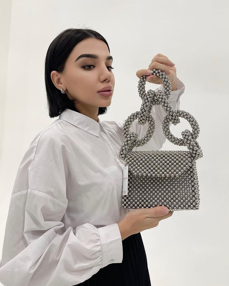 Grey Signature Crystal Bag